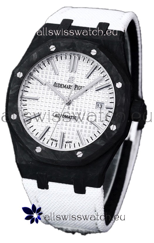 Audemars Piguet Royal Oak Ref.15400 Forged Carbon Casing Watch White Dial in 1:1 Mirror Replica