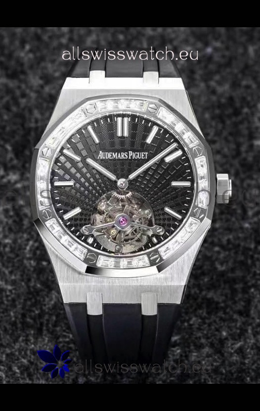 Audemars Piguet Royal Oak Tourbillon 41mm in 904L Casing - Grey Tapisserie Diamonds Bezel 1:1 Ultimate Replica