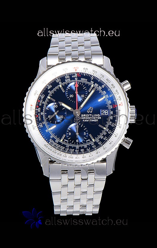 Breitling Navitimer 1 Chronograph 41MM Swiss Watch Blue Dial in 904L Steel - Steel Strap