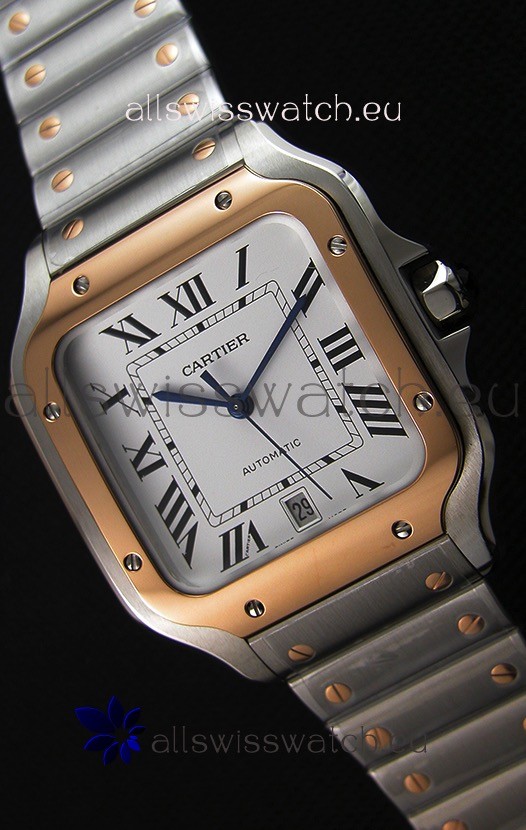 Cartier Santos De Cartier 1:1 Mirror Replica - 40MM Two Tone Steel Watch 