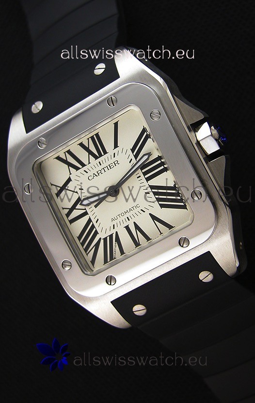 Cartier Santos De Cartier 1:1 Mirror Replica Watch 39MM Rubber Strap