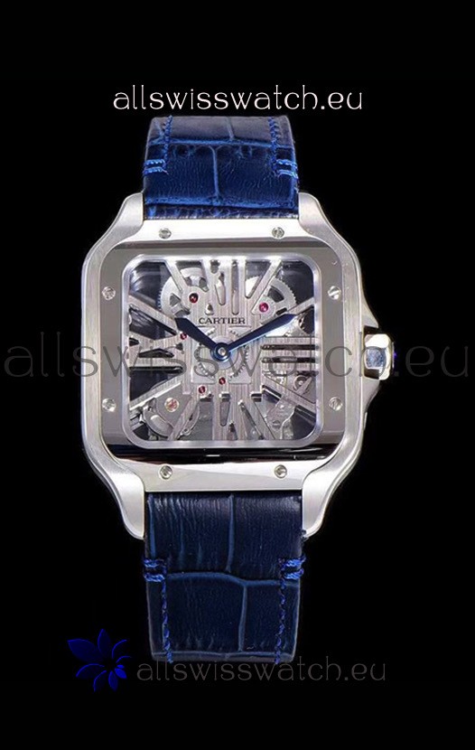 Cartier Santos DUMONT Skeleton Watch in Stainless Steel Swiss Watch 