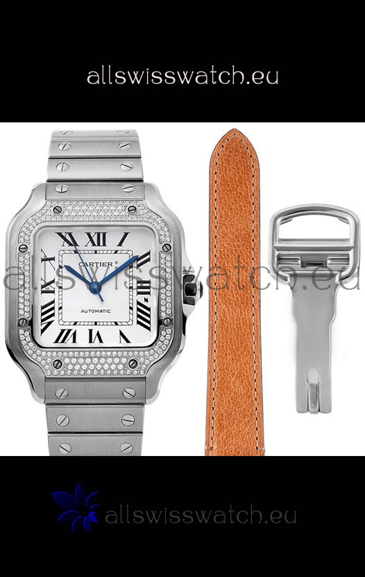 Cartier "Santos De Cartier" Mens XL 1:1 Mirror Replica Watch in Stainless Steel Casing