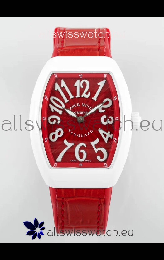 Franck Muller Vanguard Yachting V32 Ceramic Casing Red Dial/Strap Swiss Replica Watch 