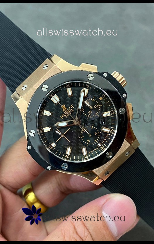 Hublot Big Bang Super Clone Carbon Dial Rose Gold Casing 44MM Watch 