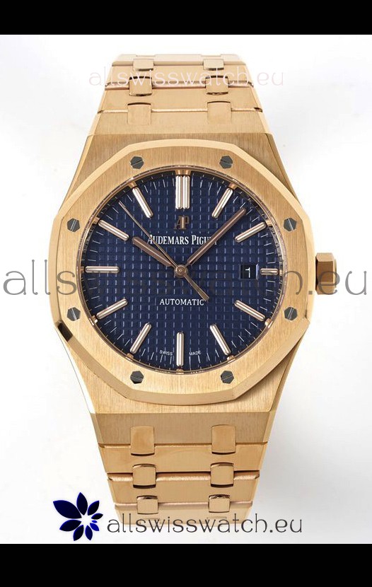 Audemars Piguet Royal Oak 15400 41MM Blue Dial 904L Rose Gold CALIBRE 3120 Movement 1:1 Mirror Replica
