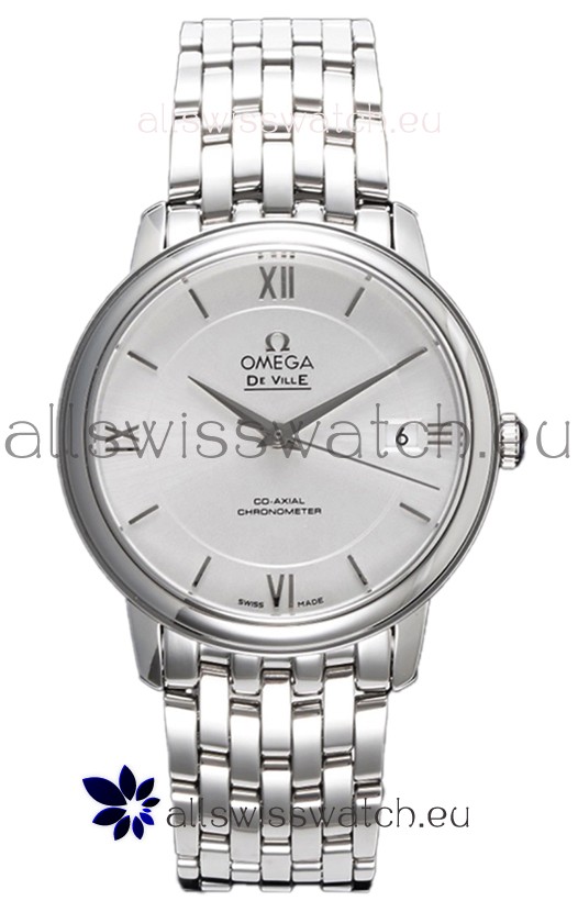 Omega De Ville Co-Axial Chronometer 36.8MM Swiss Replica Watch in Silver Dial 