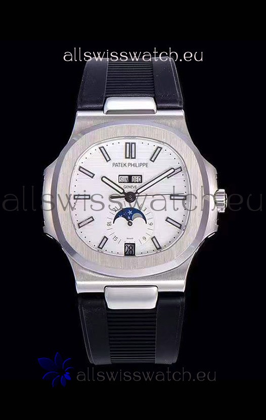 Patek Philippe Nautilus 5726A 1:1 Mirror Swiss Watch White Dial Rubber Strap 