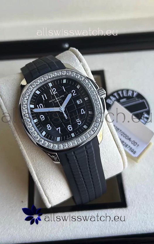 Patek Philippe Aquanaut 5267 Swiss Replica Black Dial in Stainless Steel Diamonds Bezel 38.5MM