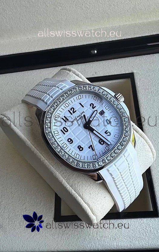 Patek Philippe Aquanaut 5267 Swiss Replica White Dial in Stainless Steel Diamonds Bezel 38.5MM