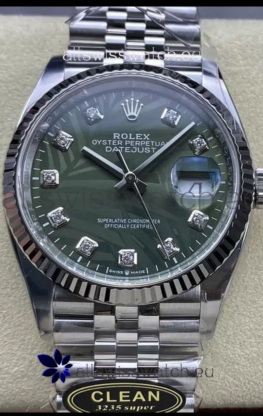 Rolex Datejust Cal.3235 Movement 1:1 Mirror Replica 904L Steel 36MM - Green Palm Motif Dial