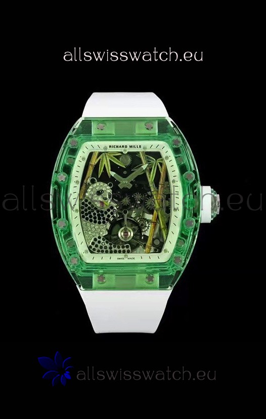 Richard Mille RM26-01 Tourbillon Panda Transparent Sapphires Casing Watch - Super Clone Replica