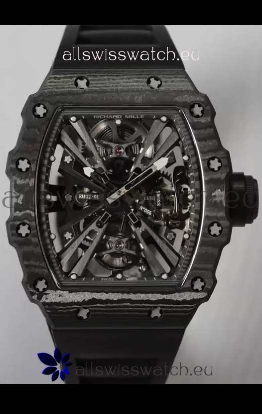 Richard Mille RM12-01 Carbon Fiber Case Genuine Tourbillon Movement 1:1 Mirror Replica Watch