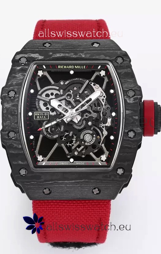 Richard Mille RM35-01 Rafael Nadal Carbon Fiber Casing with Genuine Tourbillon Super Clone Watch