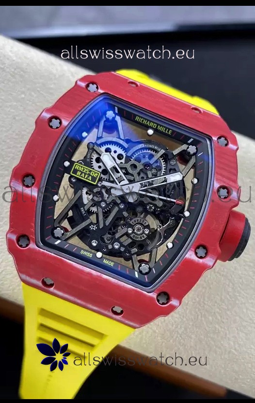 Richard Mille RM35-02 Rafael Nadal Red Carbon Fiber Casing with Genuine Tourbillon Super Clone Watch