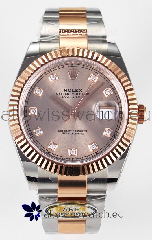 Rolex Super Clone Datejust ETA 3235 Movement 41MM Two Tone Rose Gold Plating Champange Dial Watch