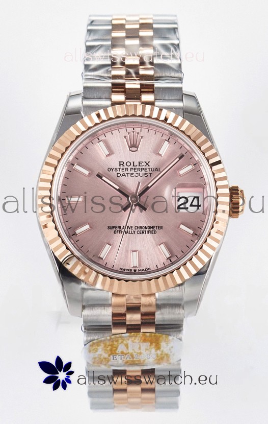 Rolex Super Clone Datejust ETA 2688 Movement 31MM Two Tone Rose Gold Swiss Champange Dial