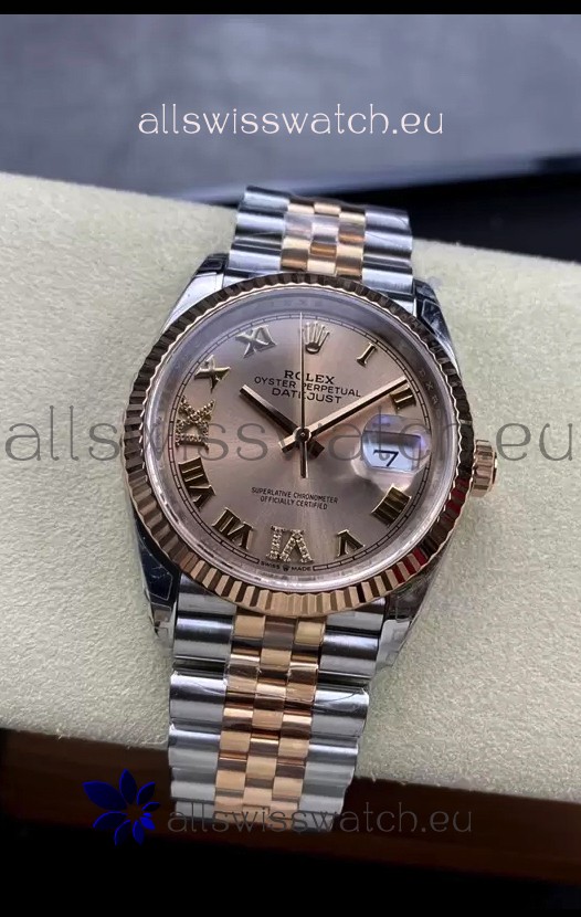 Rolex Datejust 126231-0027 36MM Swiss Replica in 904L Steel in Gold Dial 1:1 Mirror Replica