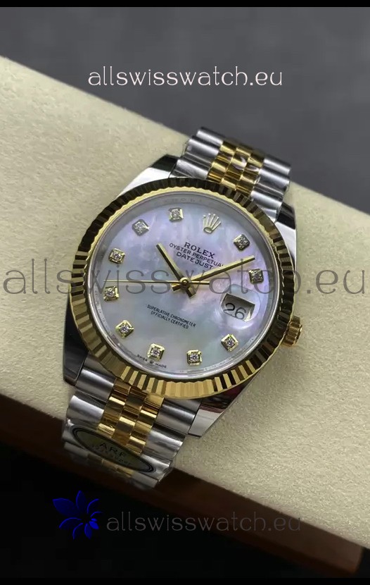 Rolex Datejust M126333 41MM ETA3235 72 Hours Power Pearl Dial Jubilee 1:1 Mirror Replica Yellow Gold 904L Steel