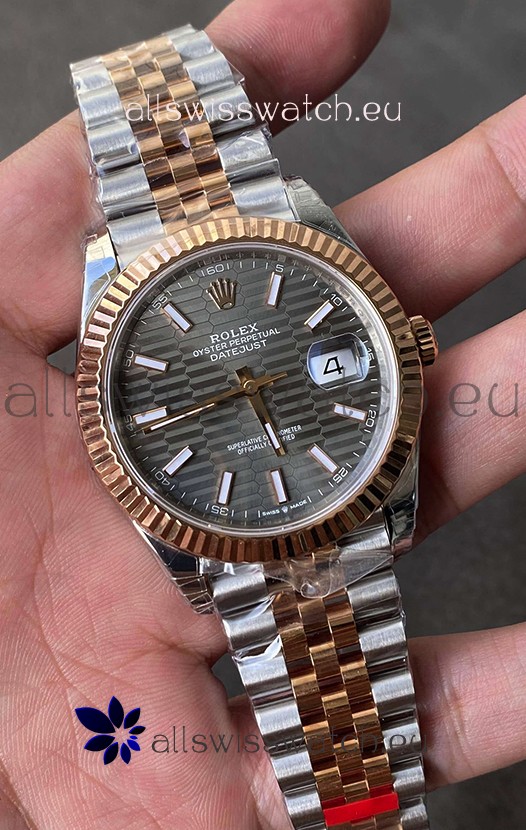 Rolex Datejust Cal.3235 Movement 1:1 Mirror Replica 904L Steel 41MM - Grey Fluted Motif Dial
