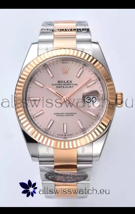 Rolex Datejust Cal.3235 Movement 1:1 Mirror Replica 904L Steel 41MM Two Tone Rose Gold Casing