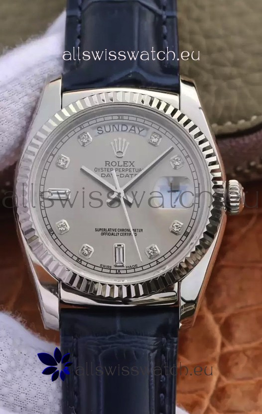 Rolex Day Date 904L Steel Casing Watch in Grey Dial 36MM - 1:1 Mirror Quality 
