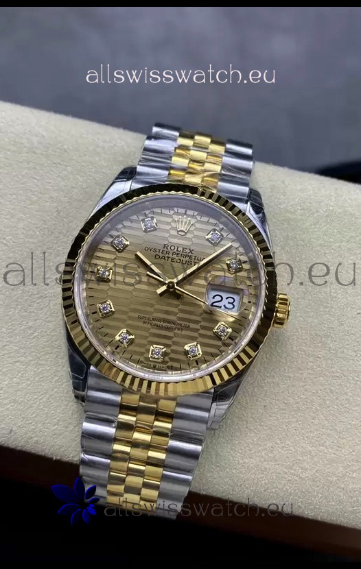 Rolex Datejust Cal.3235 Movement 1:1 Mirror Replica 904L Steel 36MM - Gold Fluted Motif Dial