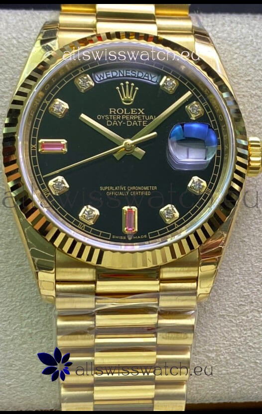 Rolex Day Date 128238 Presidential 18K Yellow Gold Watch 36MM - Black Dial 1:1 Mirror Quality Watch