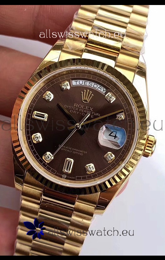 Rolex Day Date 128238 Presidential 18K Yellow Gold Watch 36MM - Brown Dial 1:1 Mirror Quality Watch