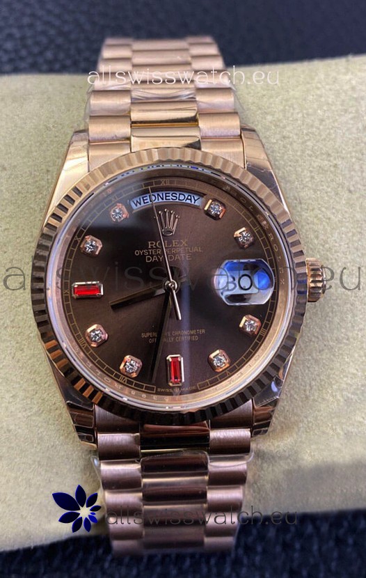 Rolex Day Date 36MM 118235 Rose Gold in Brown Dial 1:1 Mirror Replica Watch