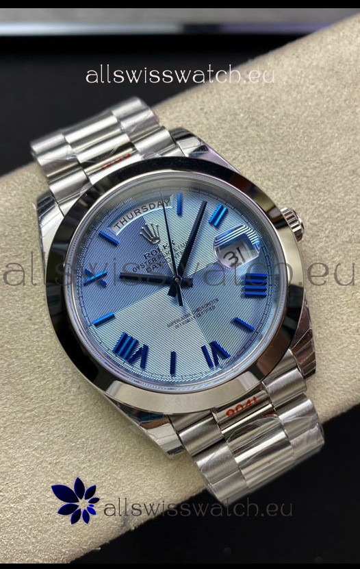Rolex Day Date M228206-0001 904L Steel 40MM - Ice Blue Dial 1:1 Mirror Replica