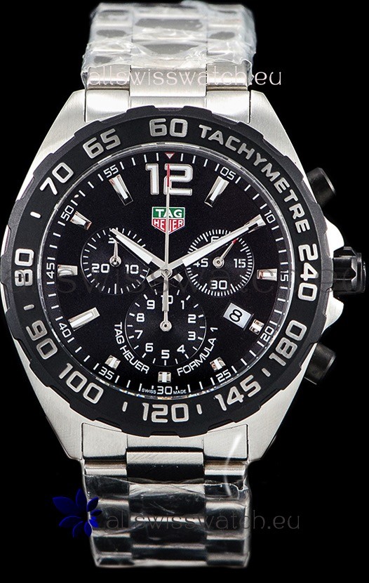 Tag Heuer Formula 1 Chronograph Swiss Quartz Replica Watch Black Dial 