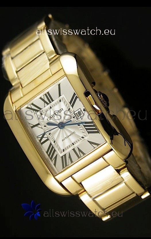 Cartier Tank Anglaise Mid Sized Swiss Watch Yellow Gold - 1:1 Mirror Replica Watch