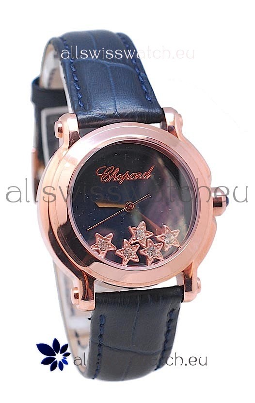 Chopard Happy Sport Star Shaped Diamonds Swiss Rose Gold Watch 