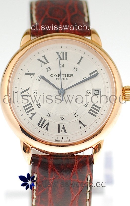 Ronde De Cartier Louis Swiss Replica Pink Gold Watch