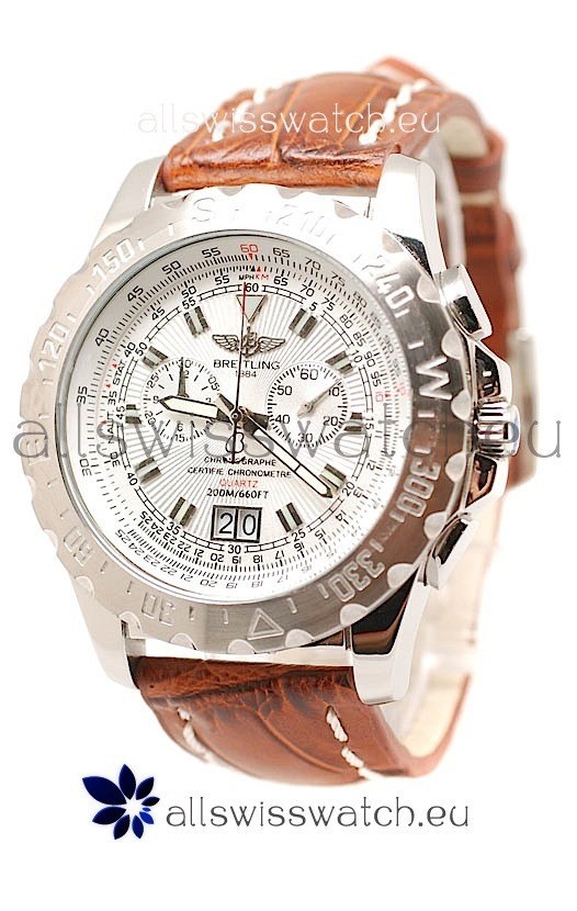 Breitling Chronograph Chronometre Replica Watch in Brown Strap
