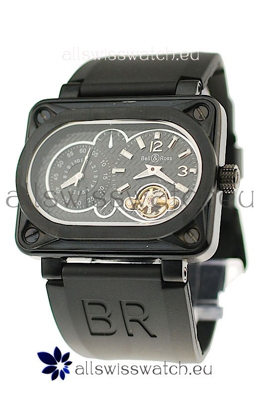 Bell and Ross BR Minuteur Tourbillon PVD Japanese Watch in Black Dial