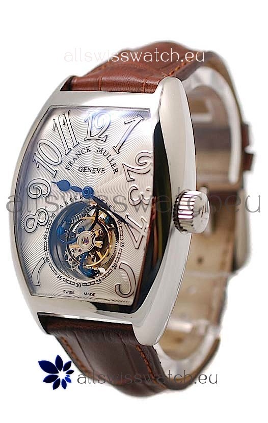 Franck Muller Aeternitas Tourbillon Swiss Replica Gold Watch in Brown Strap