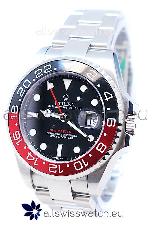 Rolex GMT Masters II 2011 Edition Replica Black and Red Ceramic Bezel Watch