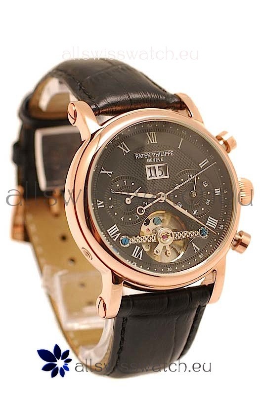 Patek Philippe Grand Complications Tourbillon Gold Watch in Black Dial