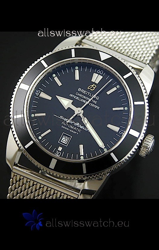 Breitling SuperOcean Swiss Replica Watch with Mesh Steel Strap - Ultimate Mirror Replica