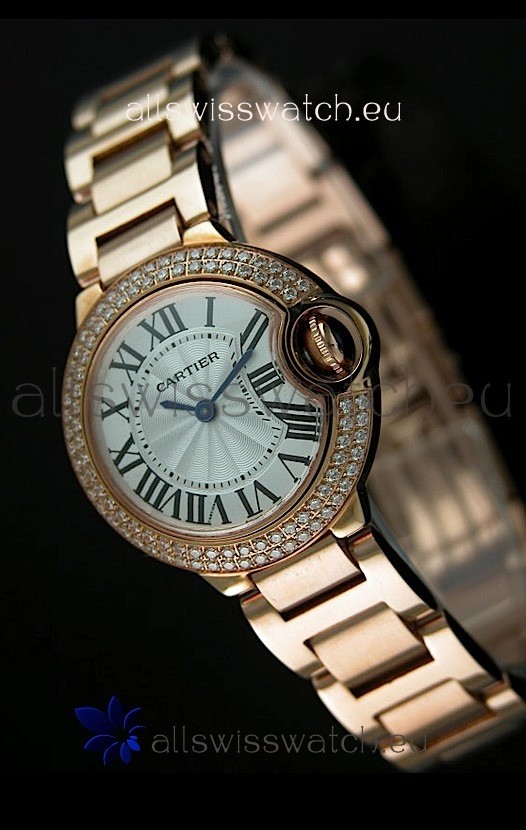 Ballon De Cartier Ladies Replica Watch in Pink Gold 