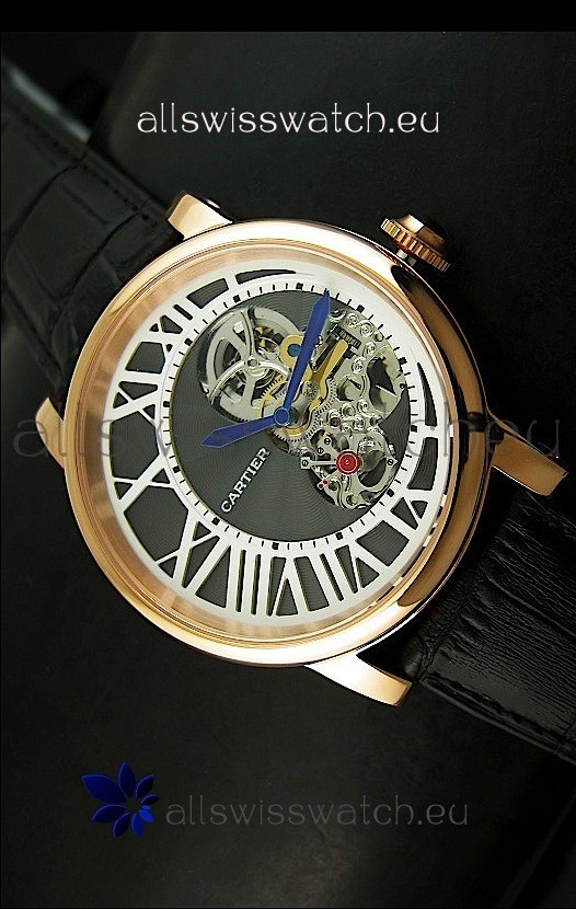 Rotonde De Cartier Cadran Love Japanese Replica Watch - Yellow Gold Case