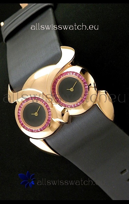 Chopard Animal World Ladies Owl Watch in Double Black Dial