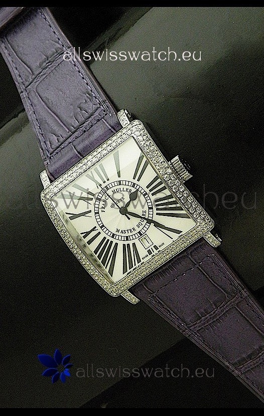 Franck muller Master Square Japanese Replica Watch in Violet Strap