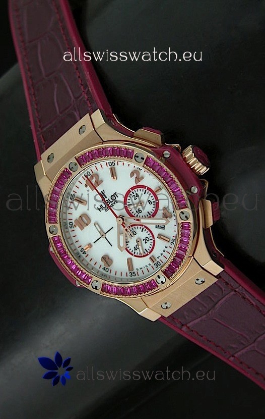 Hublot Big Bang All Black Edition Japanese Quartz Watch in Red Color