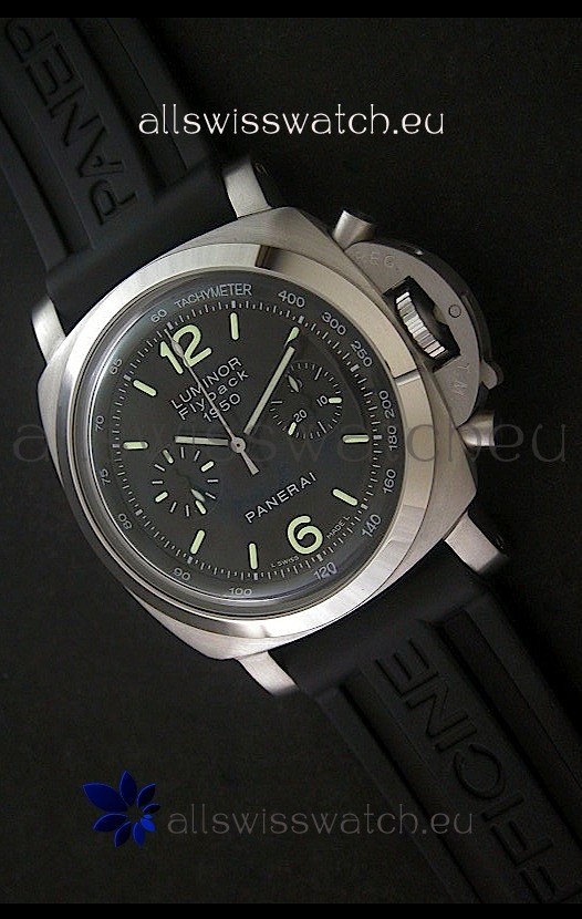 Panerai Luminor Flyback 1950 Swiss Watch in Black Dial