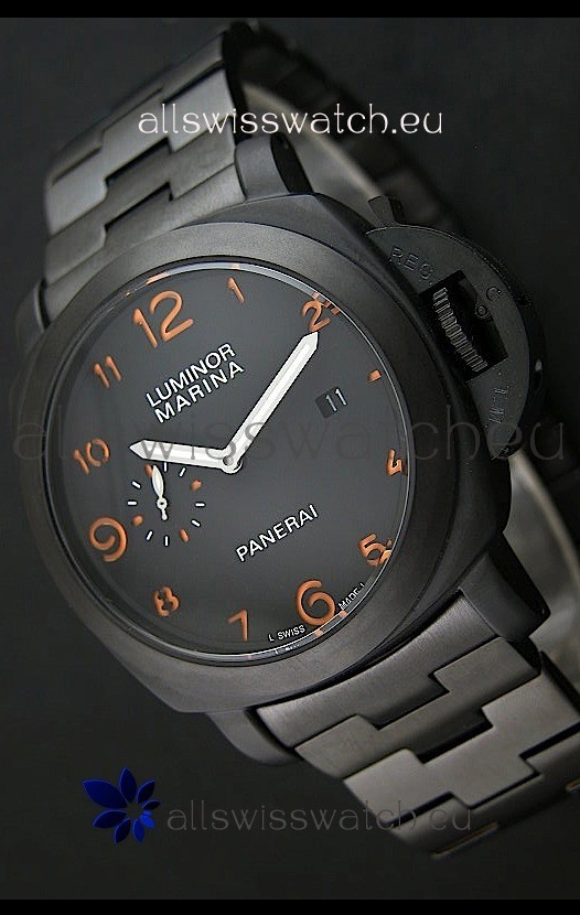 Panerai Luminor Marina Japanese Replica Watch in Orange Markers