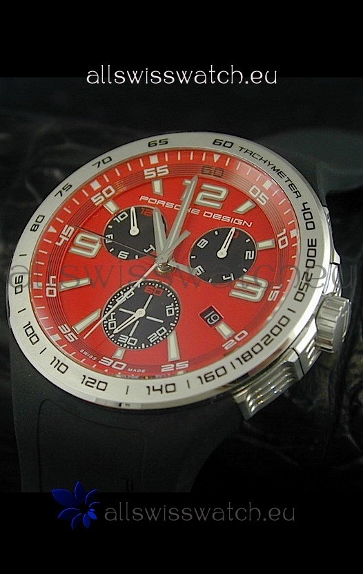 Porsche Design Flat Six P'6320 Japanese Watch in Red Dial
