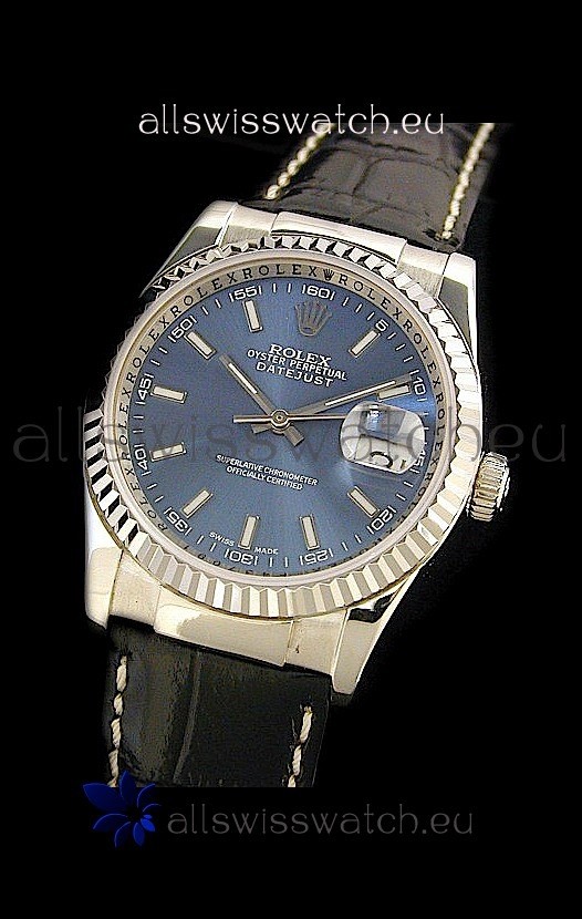 Rolex Datejust Mens Swiss Replica Watch in Blue Dial